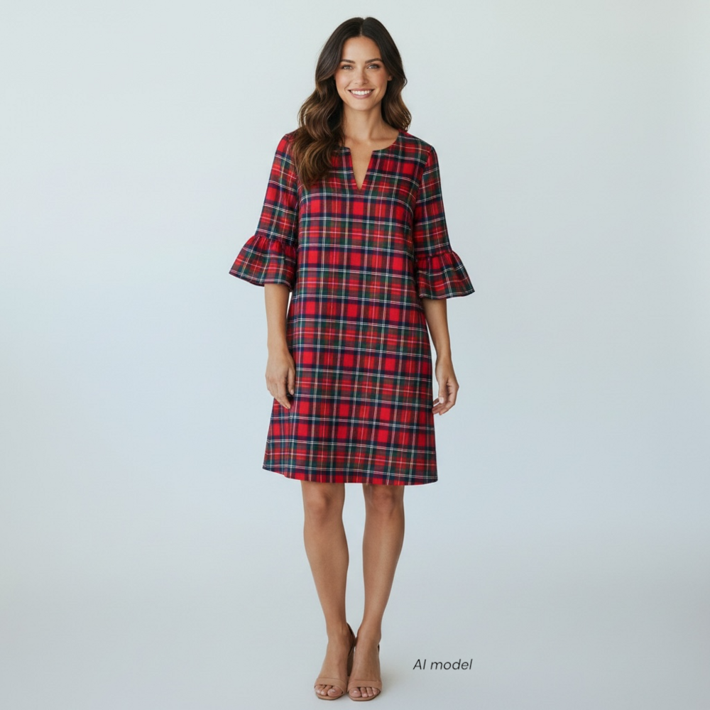 Vineyard Vines Dress Womens 8 M Red Tartan Plaid Heavy Flannel Exposed Zip Lined